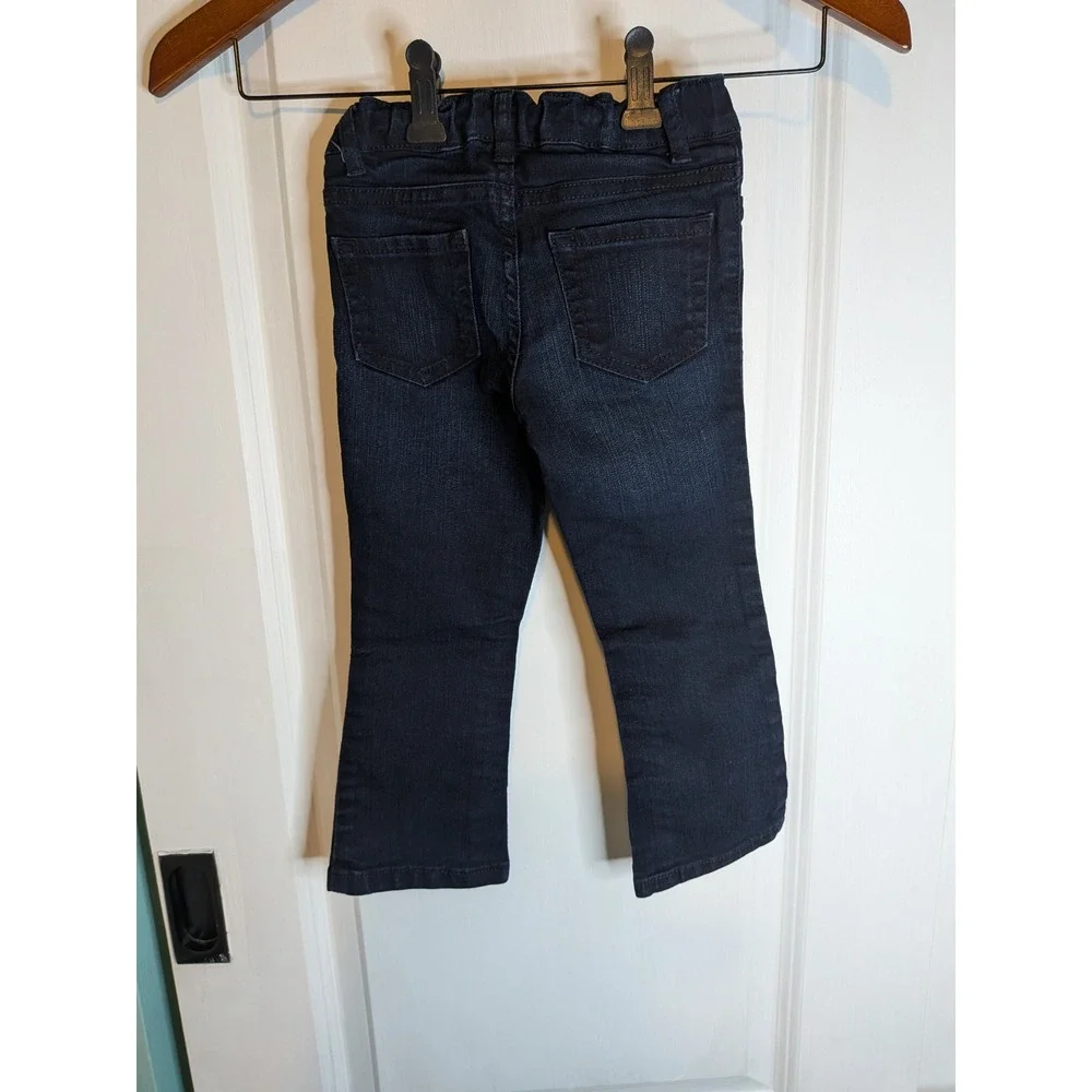 The Childrens Place Girls Dark Wash Bootcut Denim Jeans 3T Adjustable Waist